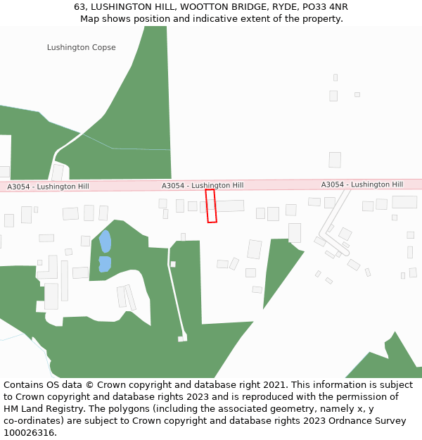 63, LUSHINGTON HILL, WOOTTON BRIDGE, RYDE, PO33 4NR: Location map and indicative extent of plot