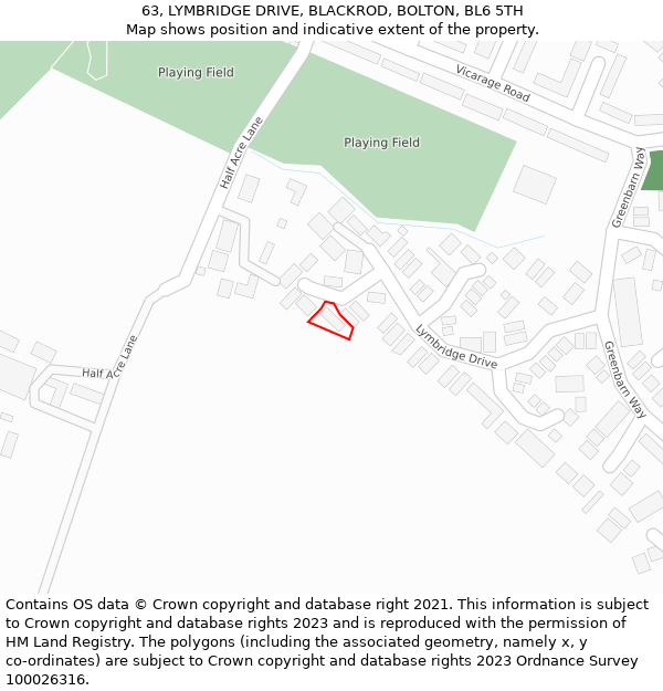 63, LYMBRIDGE DRIVE, BLACKROD, BOLTON, BL6 5TH: Location map and indicative extent of plot