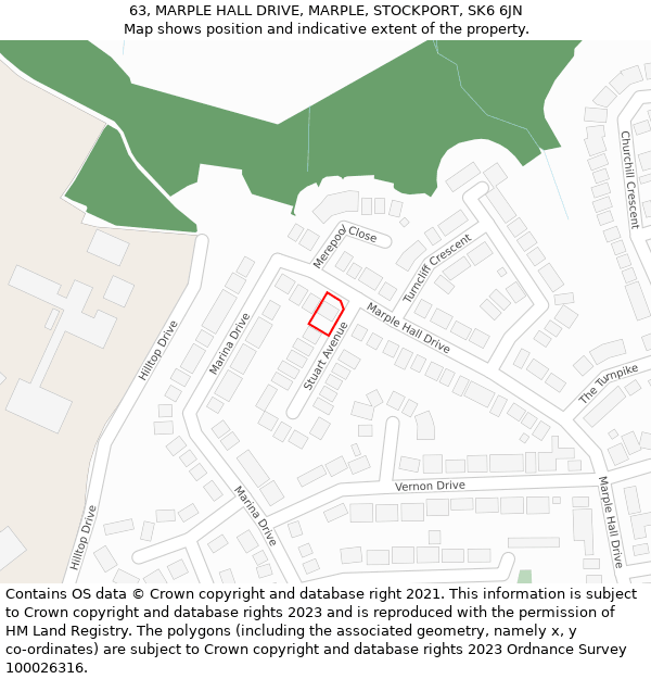63, MARPLE HALL DRIVE, MARPLE, STOCKPORT, SK6 6JN: Location map and indicative extent of plot