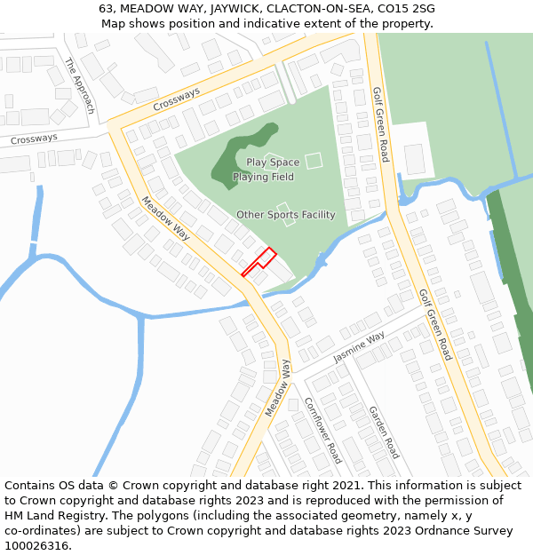 63, MEADOW WAY, JAYWICK, CLACTON-ON-SEA, CO15 2SG: Location map and indicative extent of plot