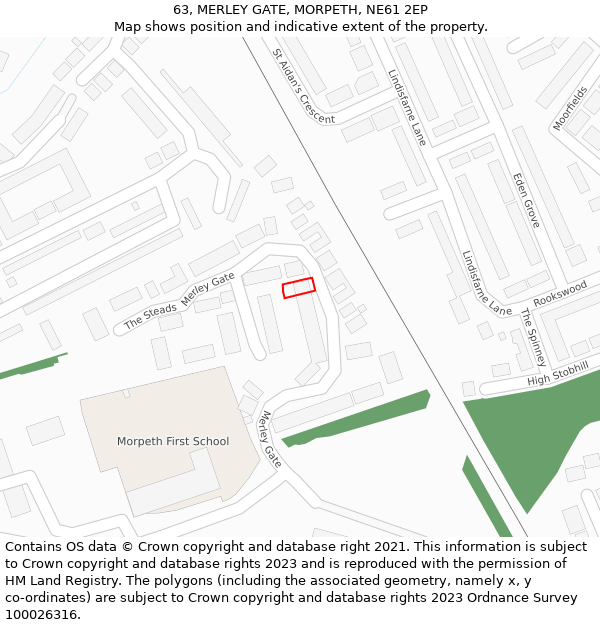 63, MERLEY GATE, MORPETH, NE61 2EP: Location map and indicative extent of plot