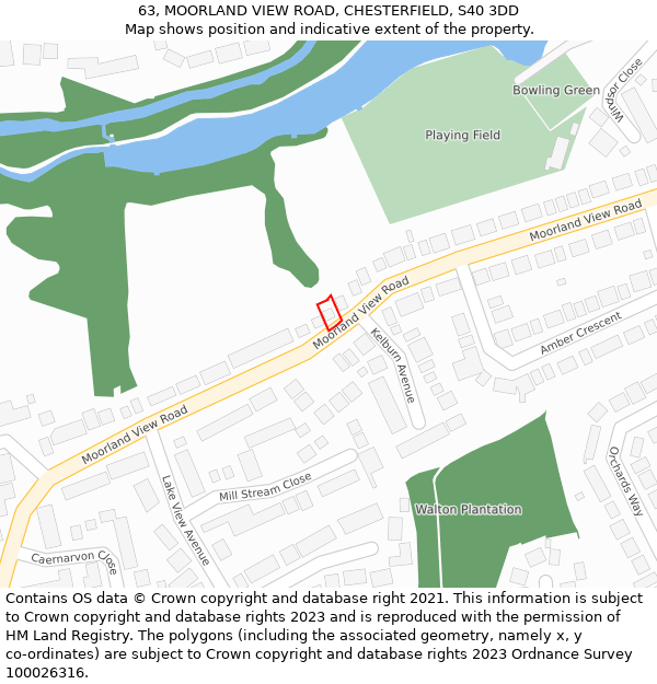 63, MOORLAND VIEW ROAD, CHESTERFIELD, S40 3DD: Location map and indicative extent of plot