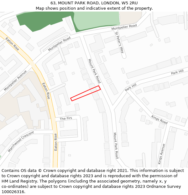 63, MOUNT PARK ROAD, LONDON, W5 2RU: Location map and indicative extent of plot