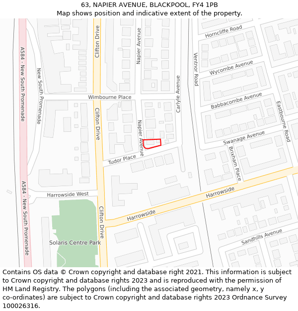 63, NAPIER AVENUE, BLACKPOOL, FY4 1PB: Location map and indicative extent of plot