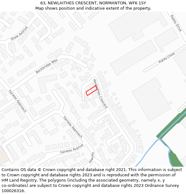 63, NEWLAITHES CRESCENT, NORMANTON, WF6 1SY: Location map and indicative extent of plot