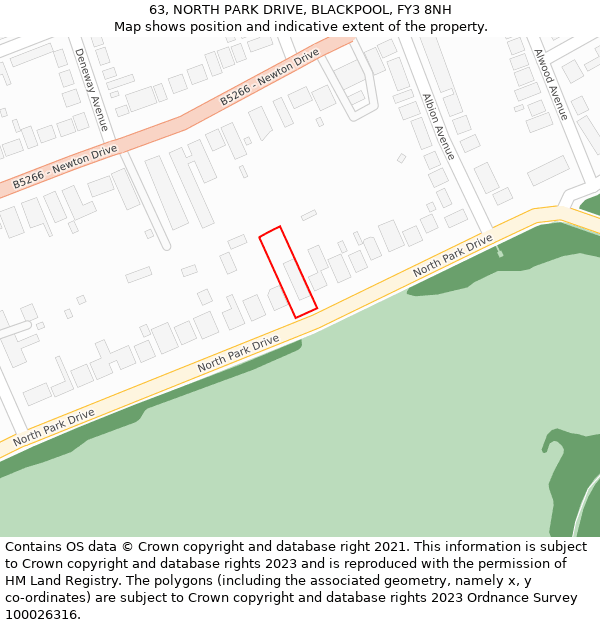 63, NORTH PARK DRIVE, BLACKPOOL, FY3 8NH: Location map and indicative extent of plot