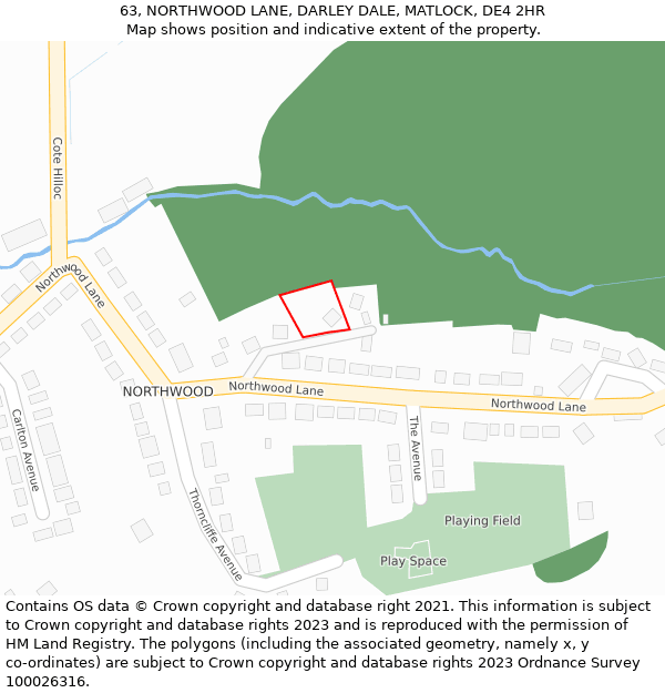 63, NORTHWOOD LANE, DARLEY DALE, MATLOCK, DE4 2HR: Location map and indicative extent of plot