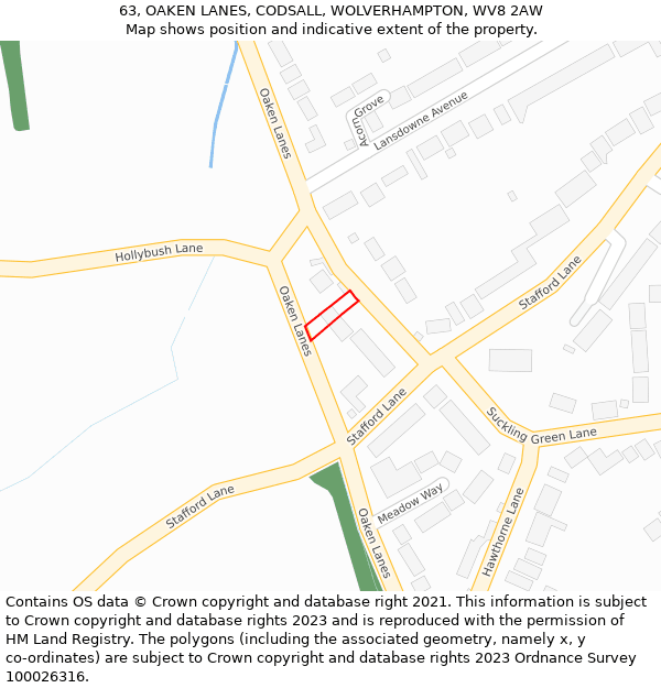 63, OAKEN LANES, CODSALL, WOLVERHAMPTON, WV8 2AW: Location map and indicative extent of plot