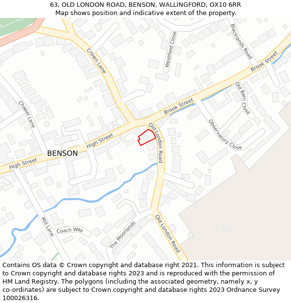 63, OLD LONDON ROAD, BENSON, WALLINGFORD, OX10 6RR: Location map and indicative extent of plot