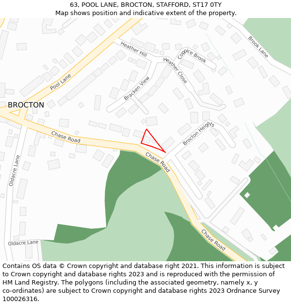 63, POOL LANE, BROCTON, STAFFORD, ST17 0TY: Location map and indicative extent of plot