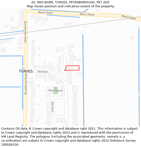 63, RED BARN, TURVES, PETERBOROUGH, PE7 2DZ: Location map and indicative extent of plot