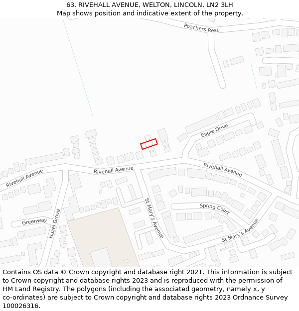 63, RIVEHALL AVENUE, WELTON, LINCOLN, LN2 3LH: Location map and indicative extent of plot
