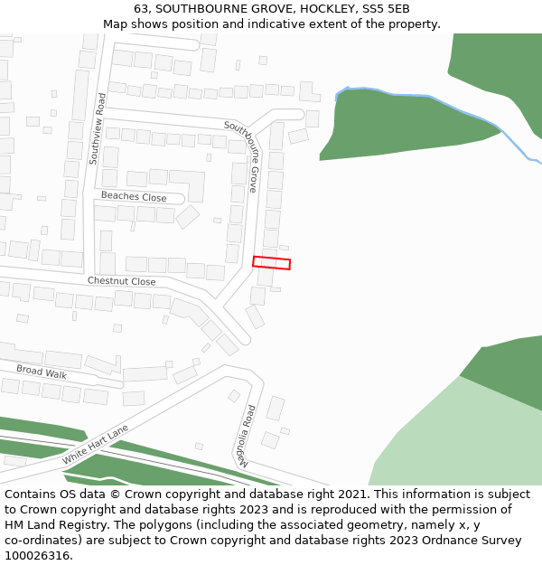 63, SOUTHBOURNE GROVE, HOCKLEY, SS5 5EB: Location map and indicative extent of plot