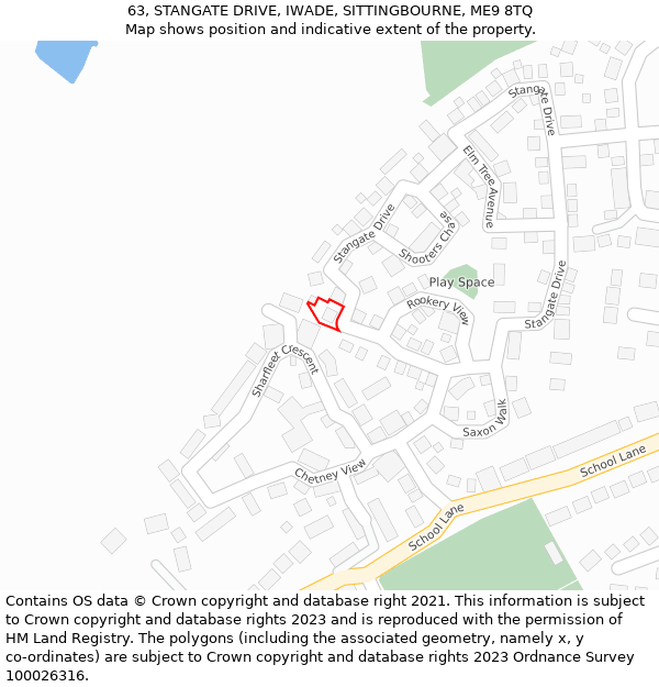 63, STANGATE DRIVE, IWADE, SITTINGBOURNE, ME9 8TQ: Location map and indicative extent of plot