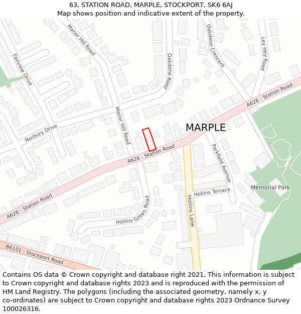 63, STATION ROAD, MARPLE, STOCKPORT, SK6 6AJ: Location map and indicative extent of plot