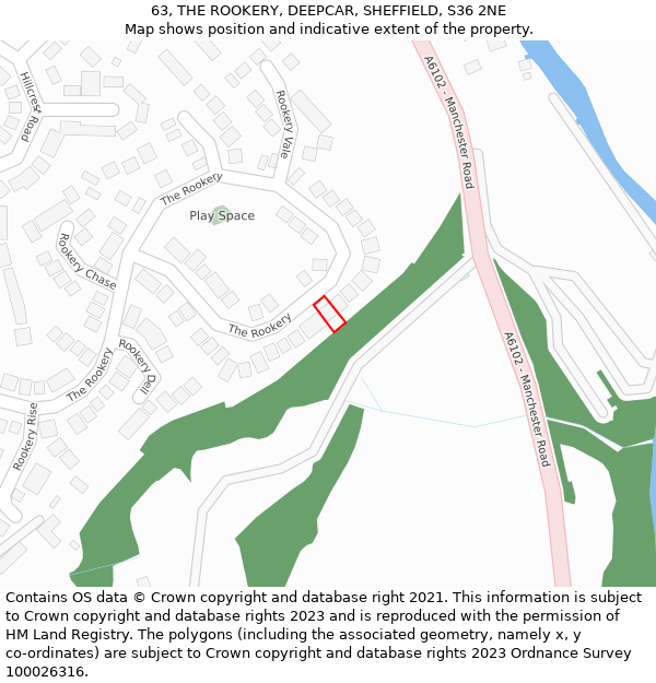 63, THE ROOKERY, DEEPCAR, SHEFFIELD, S36 2NE: Location map and indicative extent of plot