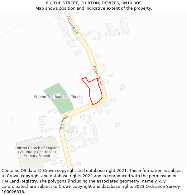 63, THE STREET, CHIRTON, DEVIZES, SN10 3QS: Location map and indicative extent of plot