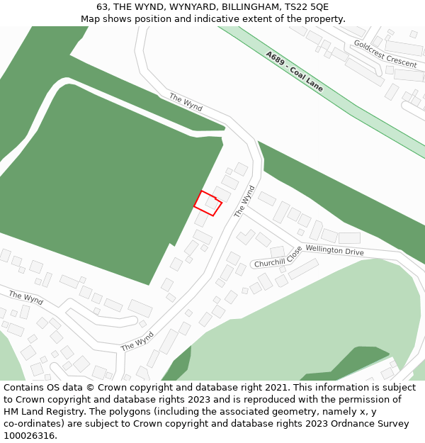 63, THE WYND, WYNYARD, BILLINGHAM, TS22 5QE: Location map and indicative extent of plot