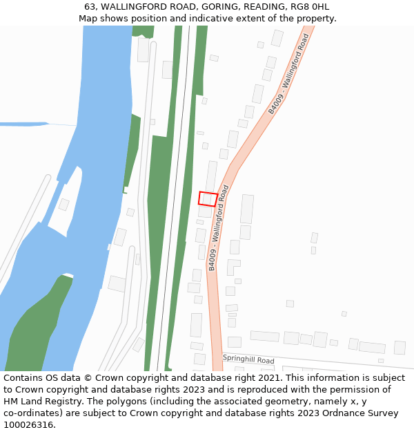 63, WALLINGFORD ROAD, GORING, READING, RG8 0HL: Location map and indicative extent of plot