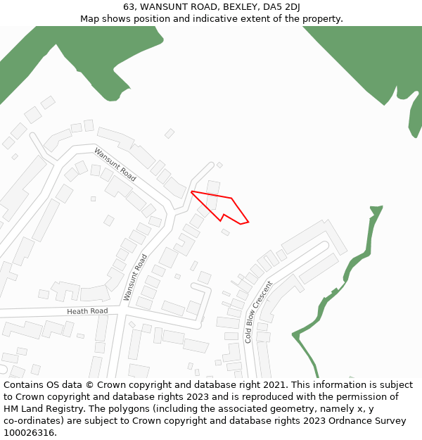 63, WANSUNT ROAD, BEXLEY, DA5 2DJ: Location map and indicative extent of plot