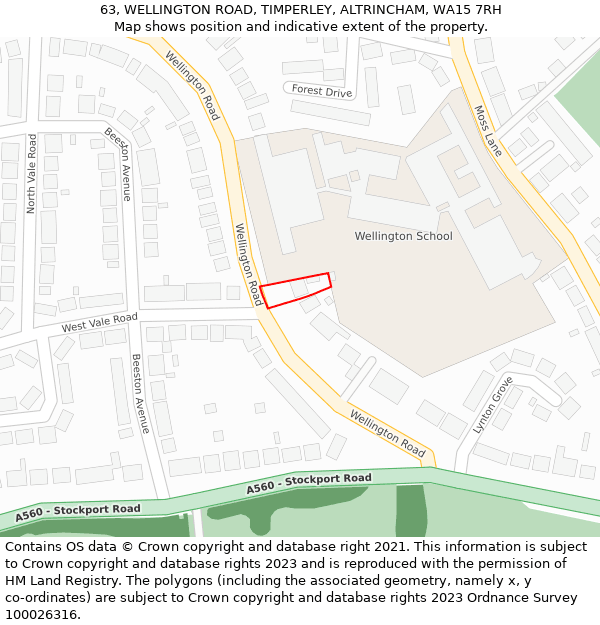 63, WELLINGTON ROAD, TIMPERLEY, ALTRINCHAM, WA15 7RH: Location map and indicative extent of plot