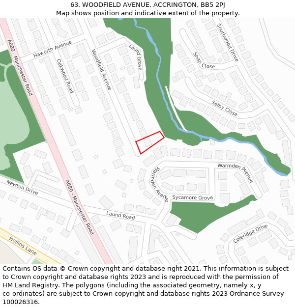63, WOODFIELD AVENUE, ACCRINGTON, BB5 2PJ: Location map and indicative extent of plot
