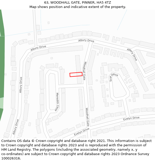 63, WOODHALL GATE, PINNER, HA5 4TZ: Location map and indicative extent of plot