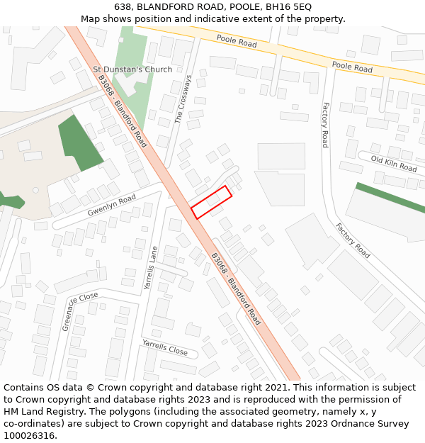 638, BLANDFORD ROAD, POOLE, BH16 5EQ: Location map and indicative extent of plot