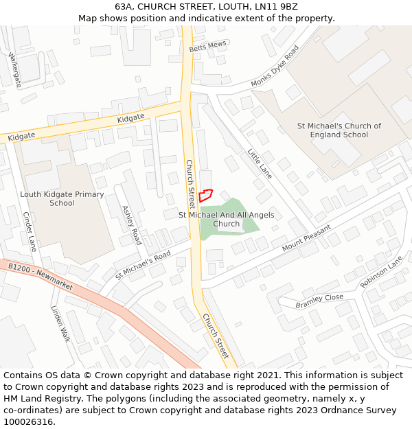 63A, CHURCH STREET, LOUTH, LN11 9BZ: Location map and indicative extent of plot
