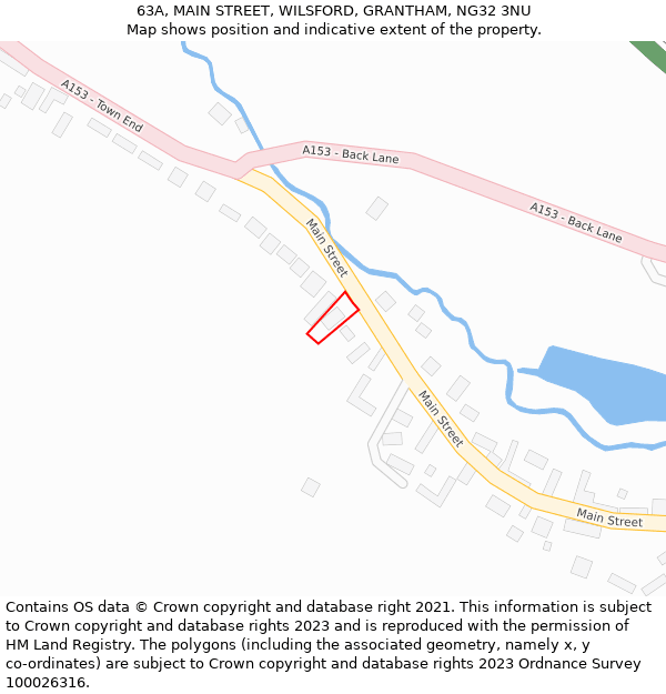 63A, MAIN STREET, WILSFORD, GRANTHAM, NG32 3NU: Location map and indicative extent of plot