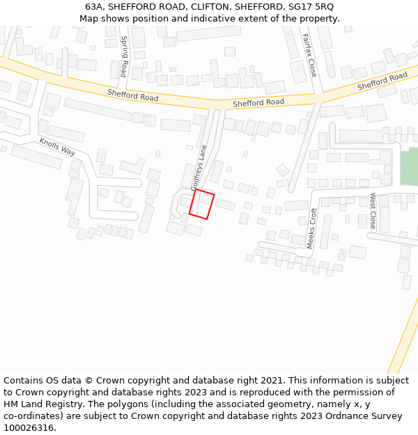 63A, SHEFFORD ROAD, CLIFTON, SHEFFORD, SG17 5RQ: Location map and indicative extent of plot