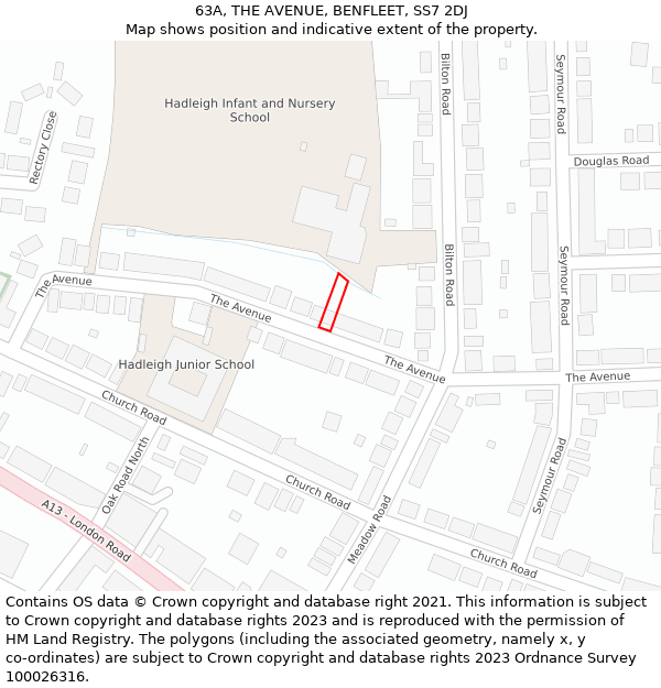 63A, THE AVENUE, BENFLEET, SS7 2DJ: Location map and indicative extent of plot