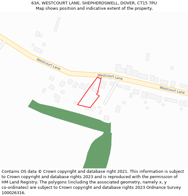 63A, WESTCOURT LANE, SHEPHERDSWELL, DOVER, CT15 7PU: Location map and indicative extent of plot