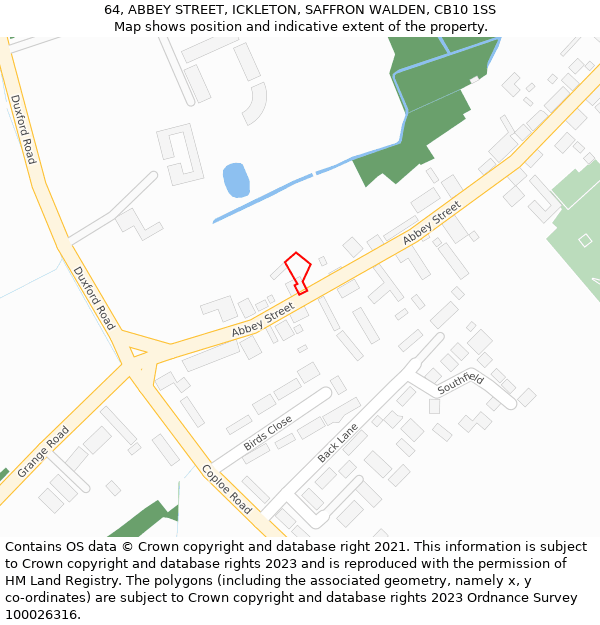 64, ABBEY STREET, ICKLETON, SAFFRON WALDEN, CB10 1SS: Location map and indicative extent of plot