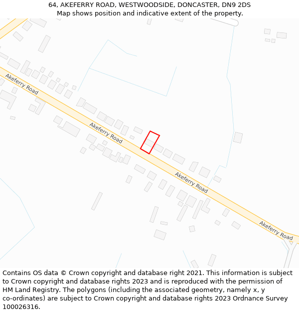 64, AKEFERRY ROAD, WESTWOODSIDE, DONCASTER, DN9 2DS: Location map and indicative extent of plot