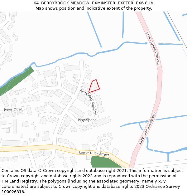 64, BERRYBROOK MEADOW, EXMINSTER, EXETER, EX6 8UA: Location map and indicative extent of plot