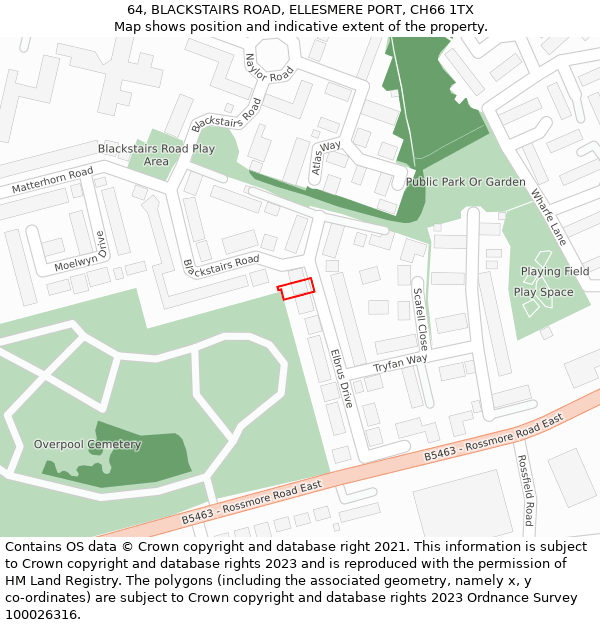 64, BLACKSTAIRS ROAD, ELLESMERE PORT, CH66 1TX: Location map and indicative extent of plot