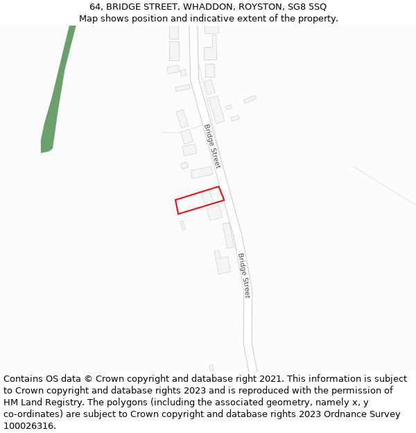 64, BRIDGE STREET, WHADDON, ROYSTON, SG8 5SQ: Location map and indicative extent of plot