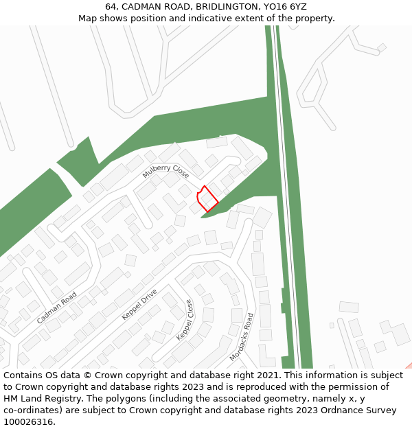 64, CADMAN ROAD, BRIDLINGTON, YO16 6YZ: Location map and indicative extent of plot