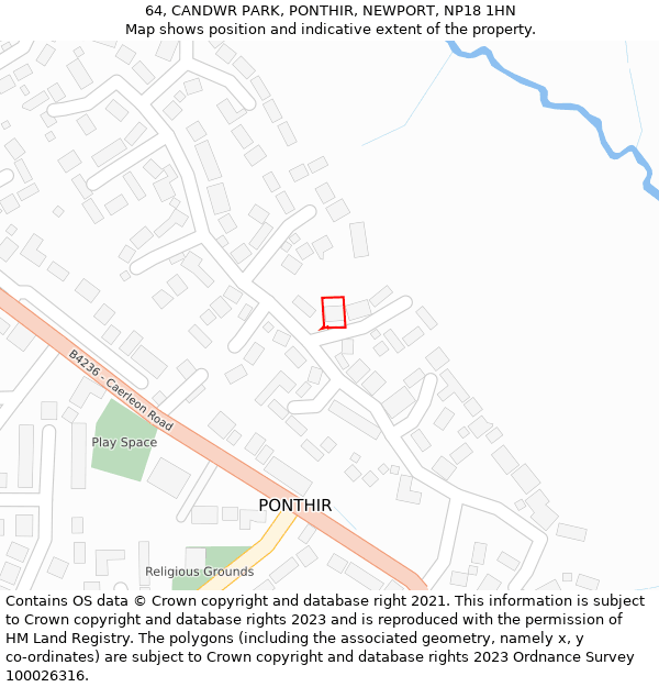 64, CANDWR PARK, PONTHIR, NEWPORT, NP18 1HN: Location map and indicative extent of plot