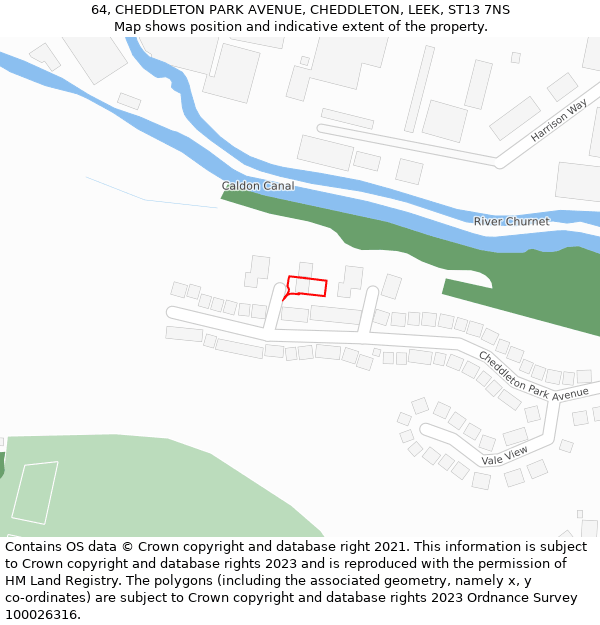 64, CHEDDLETON PARK AVENUE, CHEDDLETON, LEEK, ST13 7NS: Location map and indicative extent of plot