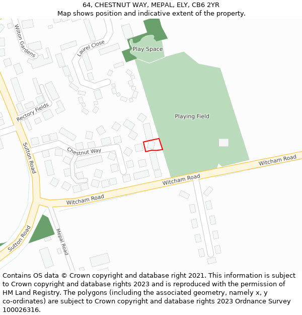 64, CHESTNUT WAY, MEPAL, ELY, CB6 2YR: Location map and indicative extent of plot