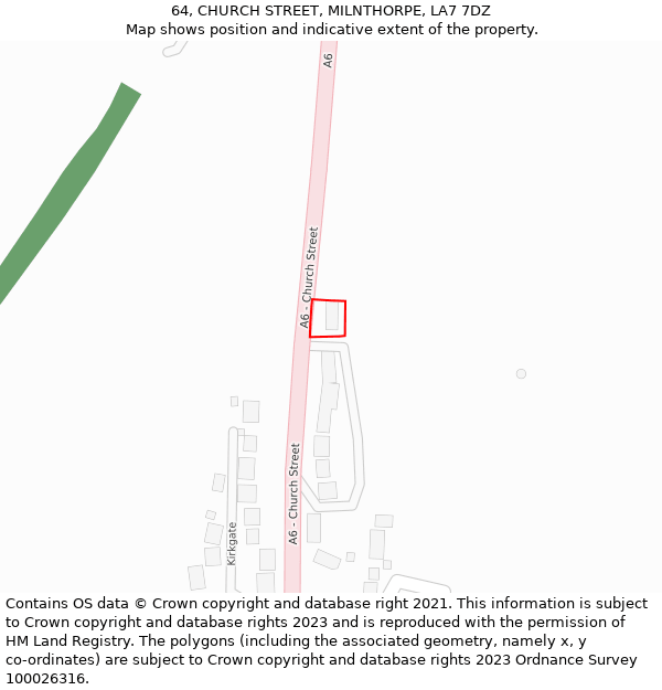 64, CHURCH STREET, MILNTHORPE, LA7 7DZ: Location map and indicative extent of plot
