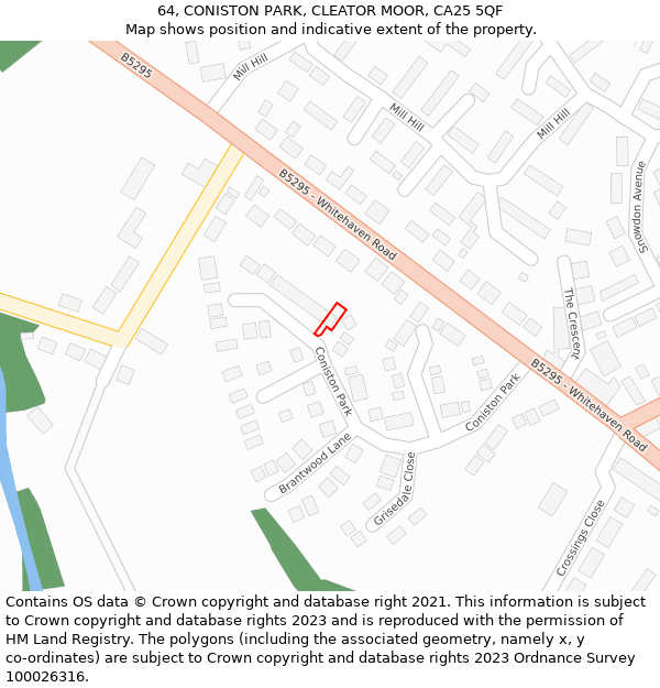 64, CONISTON PARK, CLEATOR MOOR, CA25 5QF: Location map and indicative extent of plot