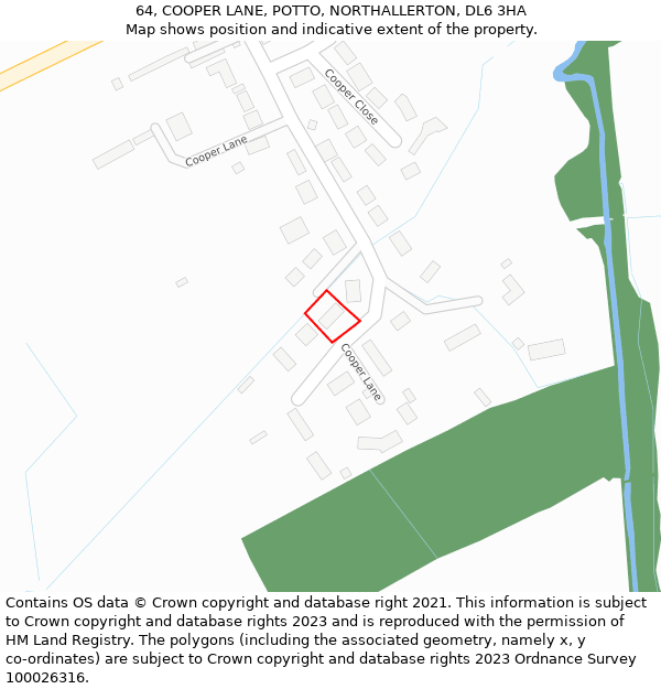 64, COOPER LANE, POTTO, NORTHALLERTON, DL6 3HA: Location map and indicative extent of plot