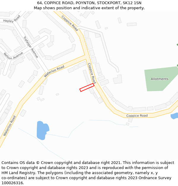 64, COPPICE ROAD, POYNTON, STOCKPORT, SK12 1SN: Location map and indicative extent of plot
