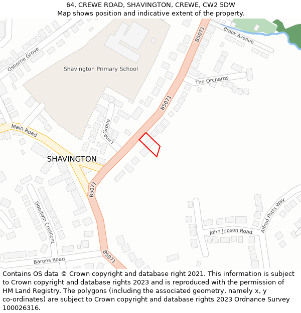 64, CREWE ROAD, SHAVINGTON, CREWE, CW2 5DW: Location map and indicative extent of plot