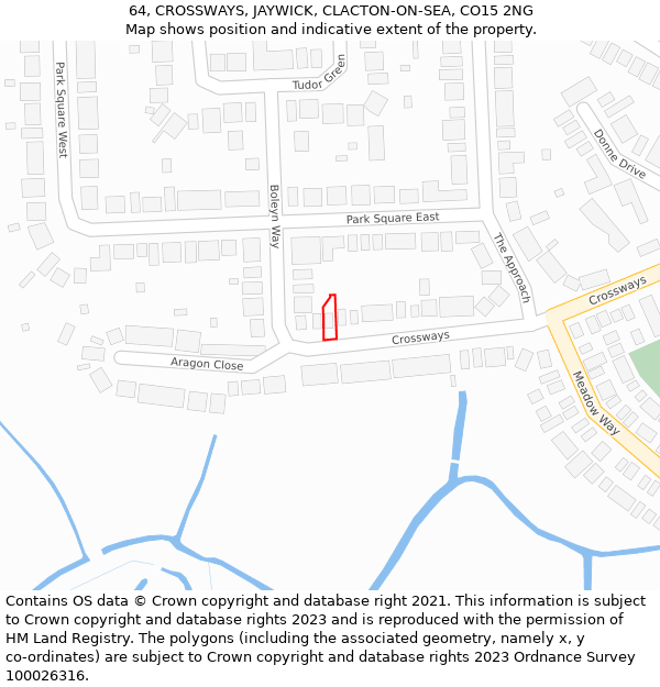 64, CROSSWAYS, JAYWICK, CLACTON-ON-SEA, CO15 2NG: Location map and indicative extent of plot