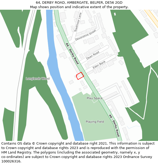 64, DERBY ROAD, AMBERGATE, BELPER, DE56 2GD: Location map and indicative extent of plot