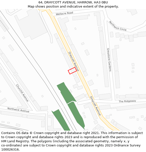 64, DRAYCOTT AVENUE, HARROW, HA3 0BU: Location map and indicative extent of plot